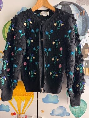 Vintage eagles eye popcorn sweater embroidered medium